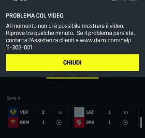 Dazn, problemi tecnici durante Lazio-Cagliari e Verona-Roma