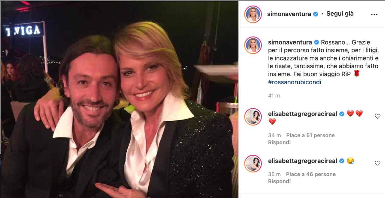 Simona Ventura ha annunciato la morte di Rossano Rubicondi