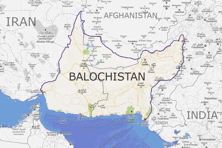 La regione del Balochistan sulla cartina geografica