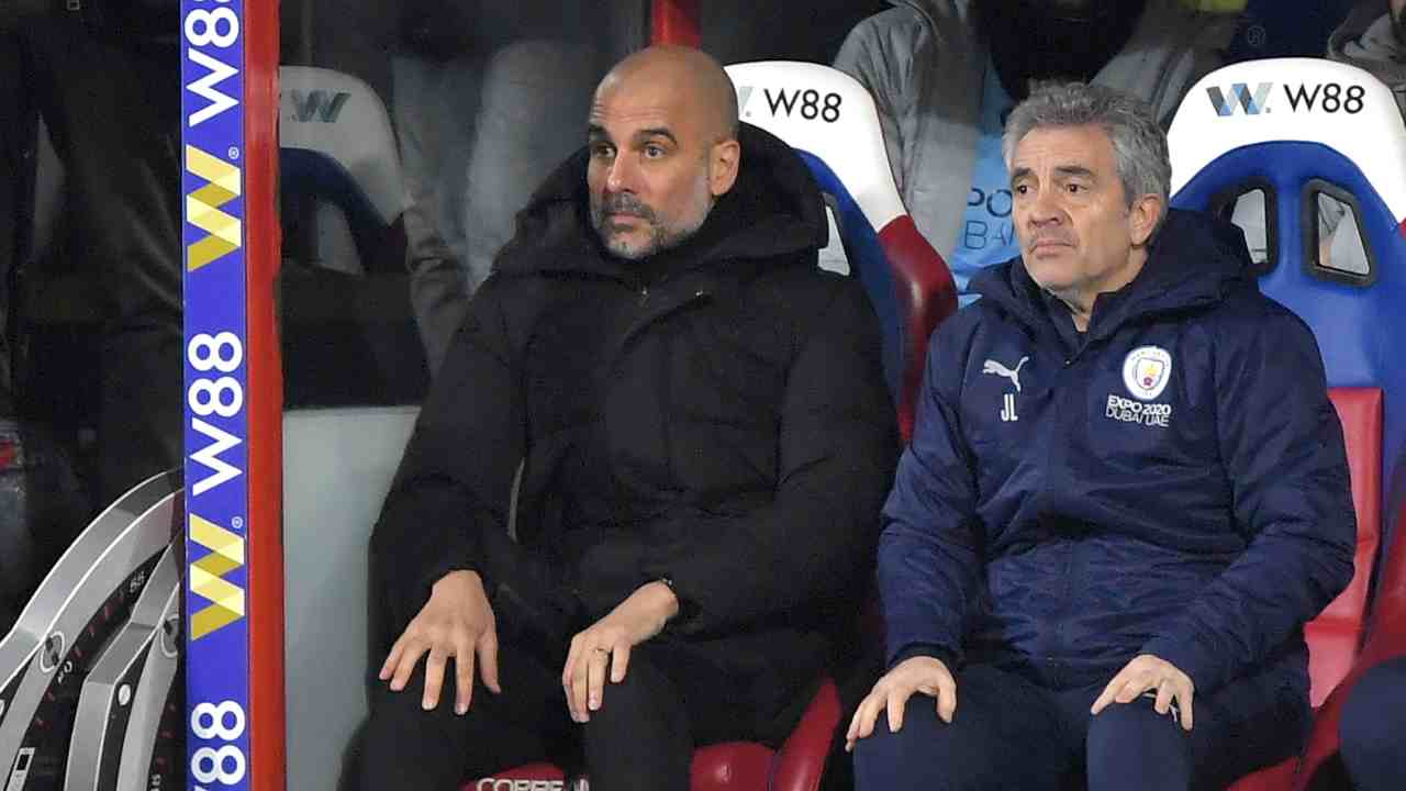 Guardiola nella partita fra M.City e Crystal Palace