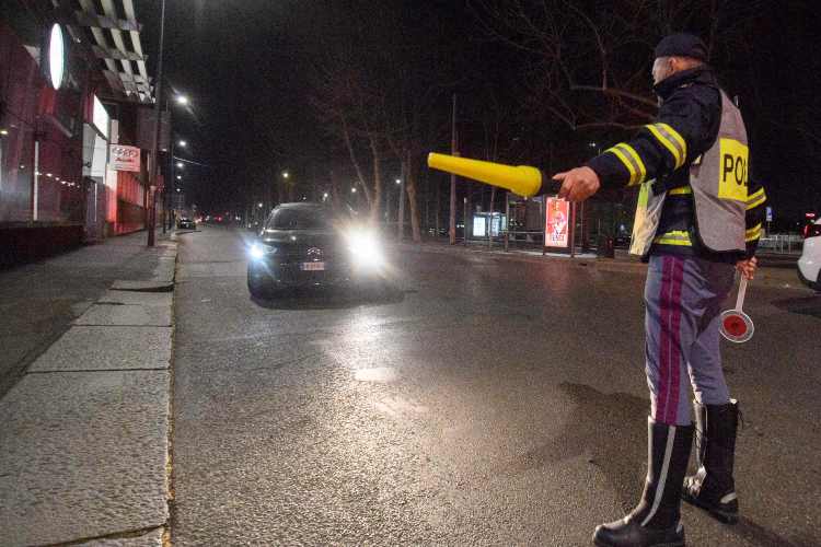 Un posto di blocco a Milano