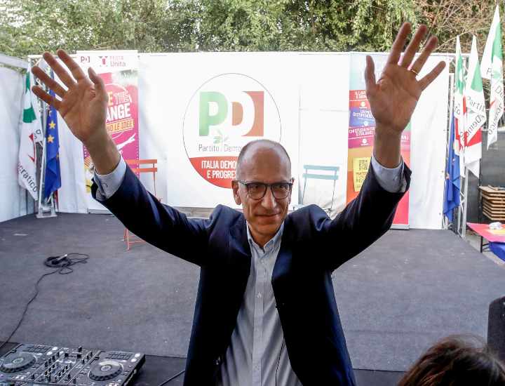 Enrico Letta in campagna elettorale