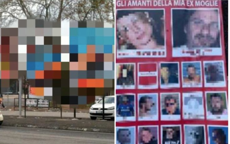 Presunti amanti ex moglie manifesti volantini 