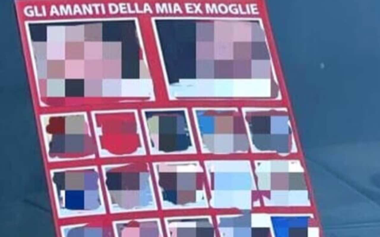 manifesti volantini ex moglie presunti amanti 