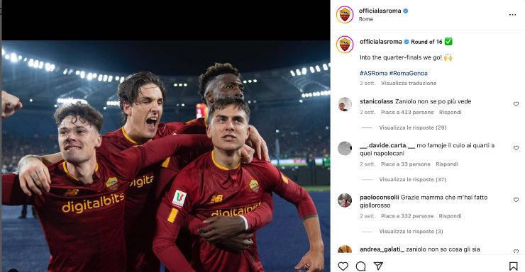 Zaniolo post Instagram