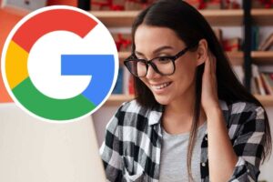 Donna, computer, logo Google