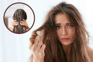 Donna con capelli rovinati