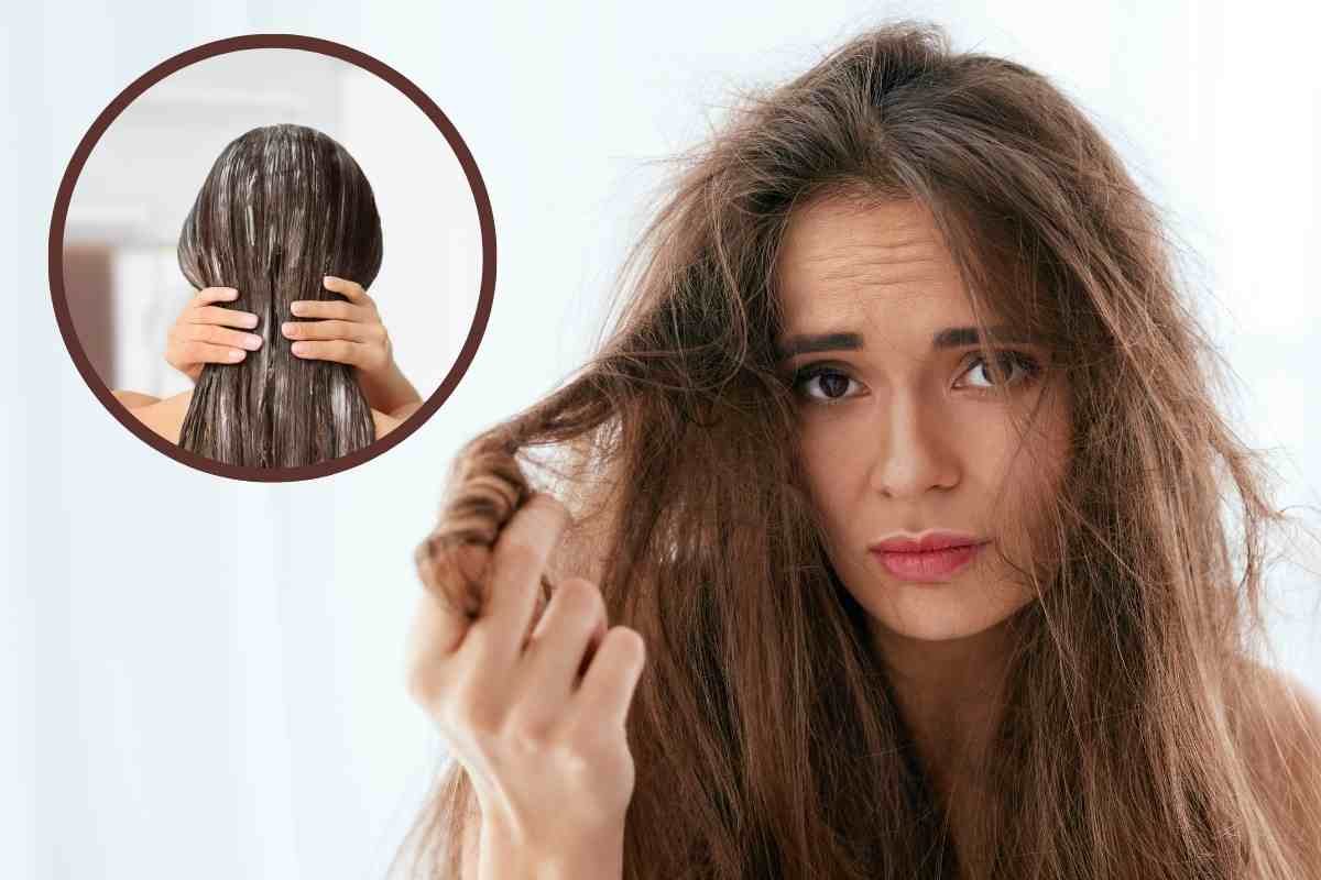 Donna con capelli rovinati