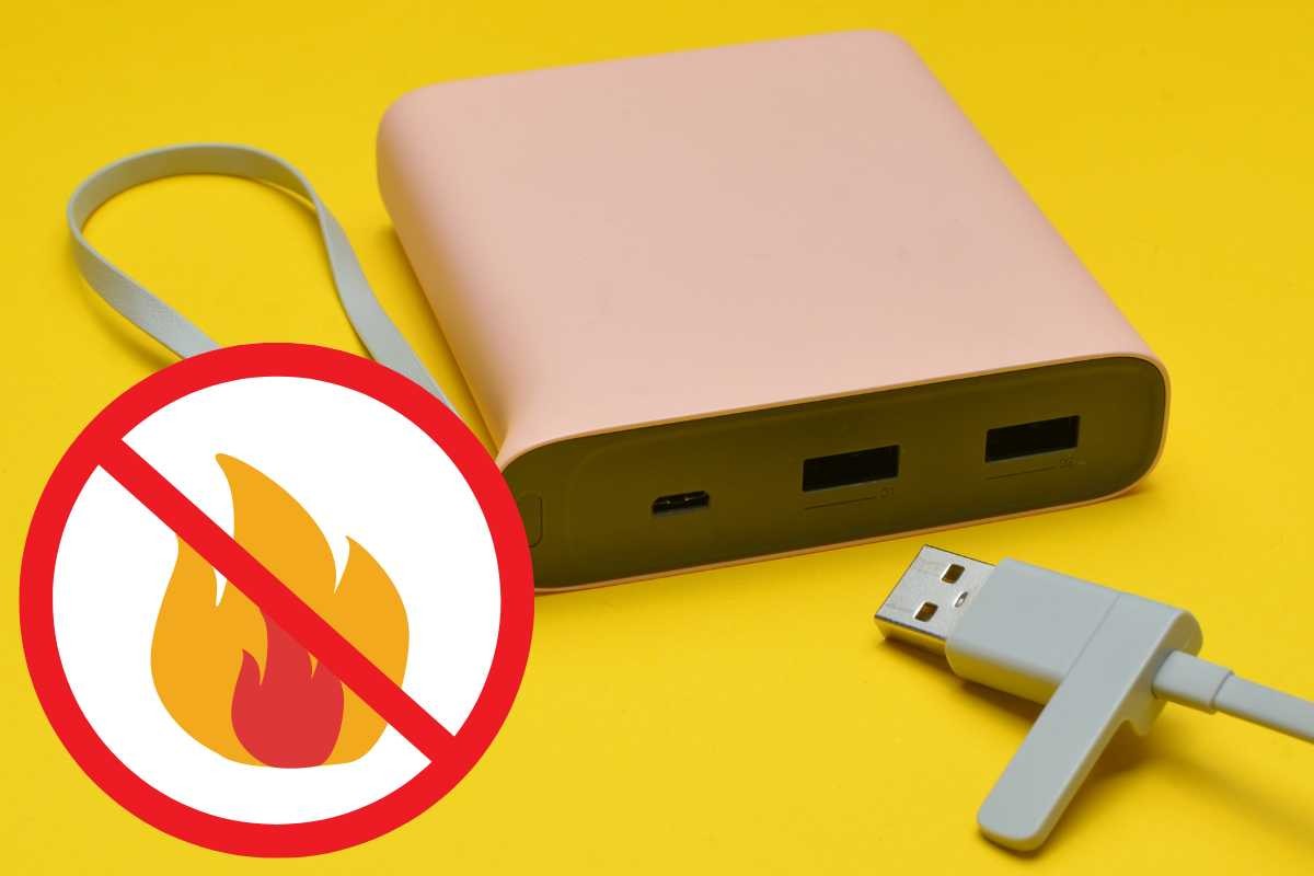 Power bank, simbolo incendio