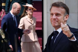 William porge la mano a Kate, Macron con il pollice in su