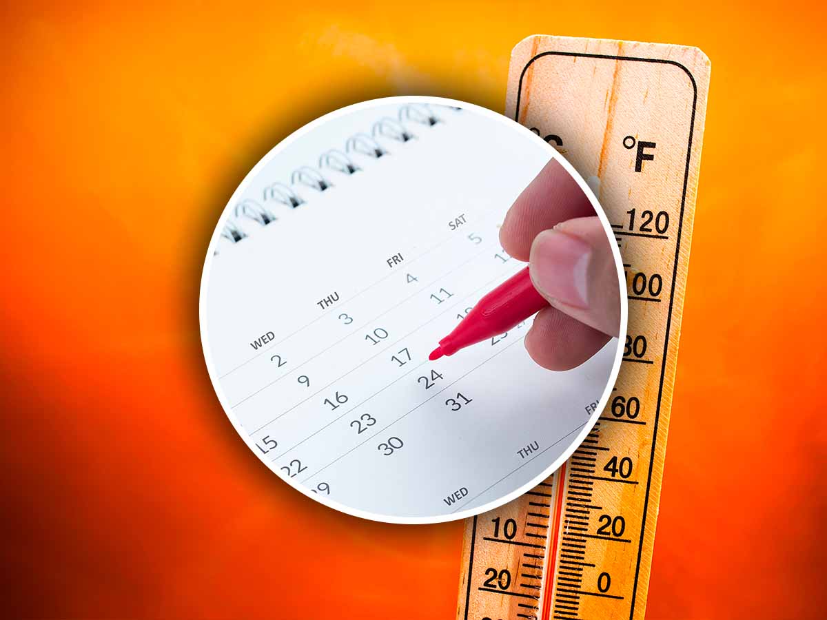 un termometro e nel riquadro un calendario