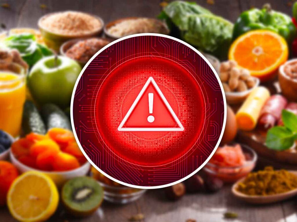 cartello di richiamo con dietro del cibo