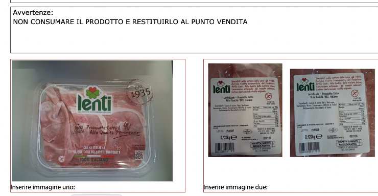 prosciutto cotto richiamato